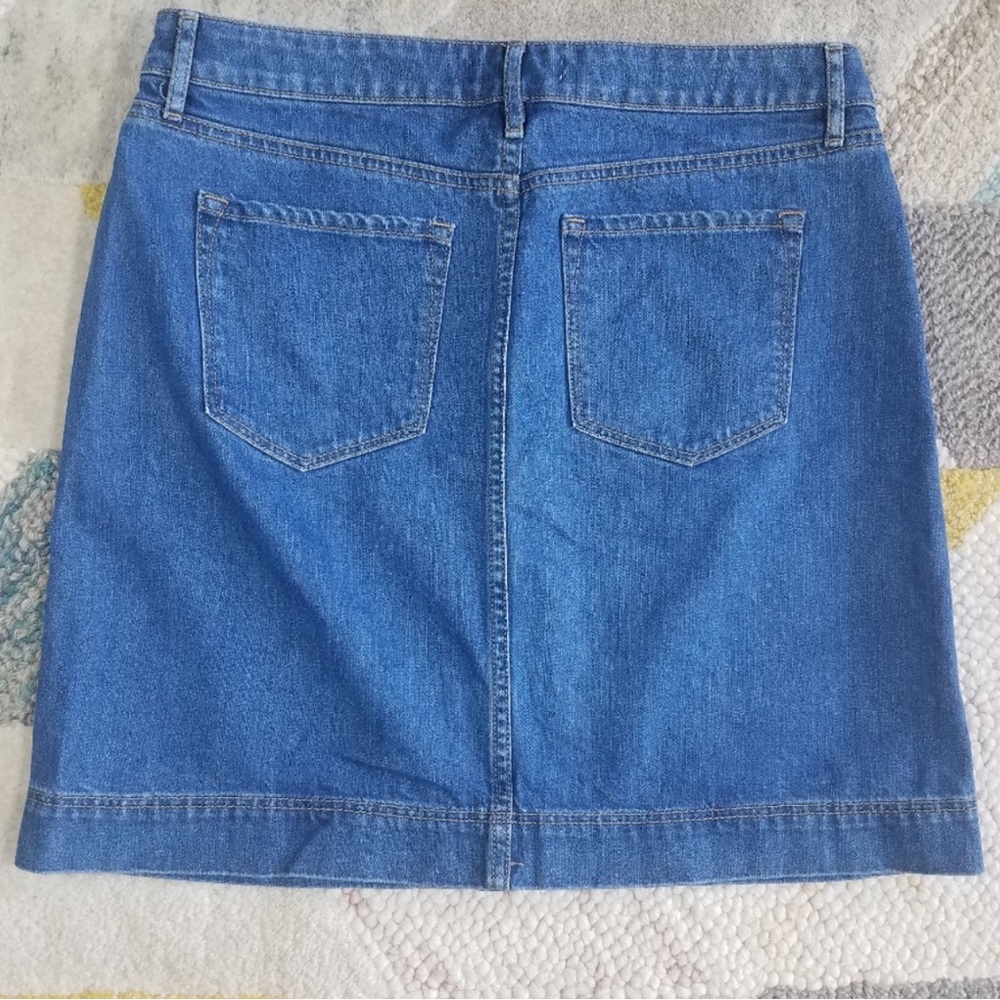 Ann Taylor Loft Button Denim Jean Skirt Size 8